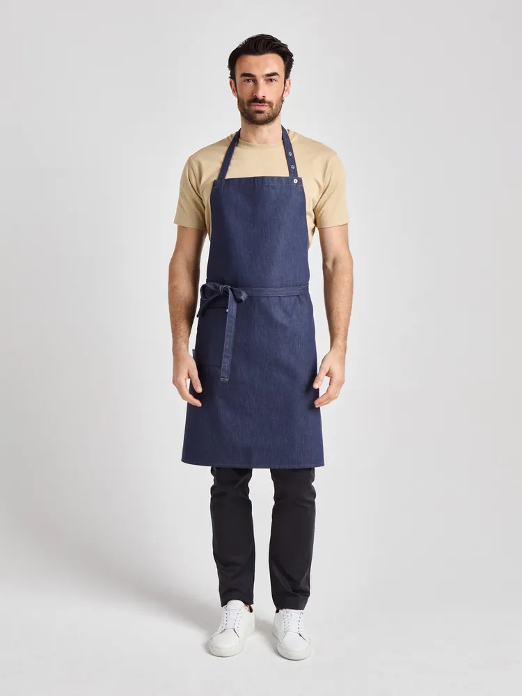 Nucciano Jeans 90 x 75 - Latzschürze mit Taschen - denim